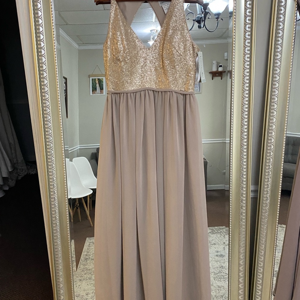 NWT Rose Gold/Taupe Bridesmaid Dress